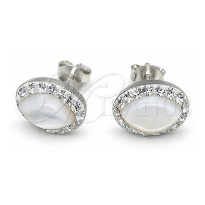 Sterling Silver Stud Earring, with Ivory Pearl, Polished, Silver Finish, 02.399.0058