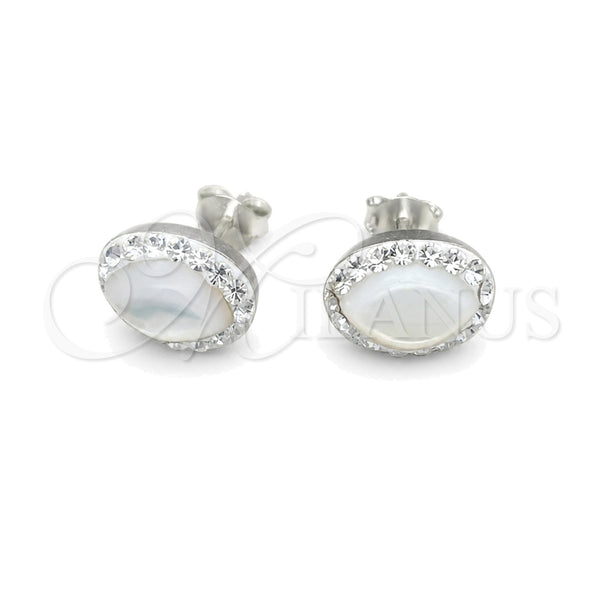Sterling Silver Stud Earring, with Ivory Pearl, Polished, Silver Finish, 02.399.0058