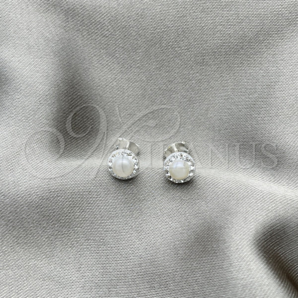 Sterling Silver Ring — Stud Earring with Ivory Pearl Polished 02. — alternate product view — SKU 151577 | Plata 925 anillo — Stud Earring with Ivory Pearl pulido 02. — SKU 151577