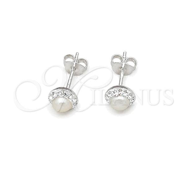 Sterling Silver Stud Earring, with Ivory Pearl, Polished, Silver Finish, 02.399.0059
