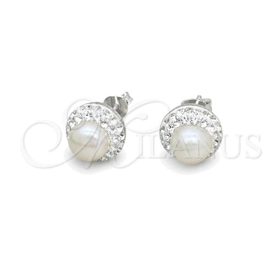Sterling Silver Stud Earring, with Ivory Pearl, Polished, Silver Finish, 02.399.0062 for wholesale, main product view
