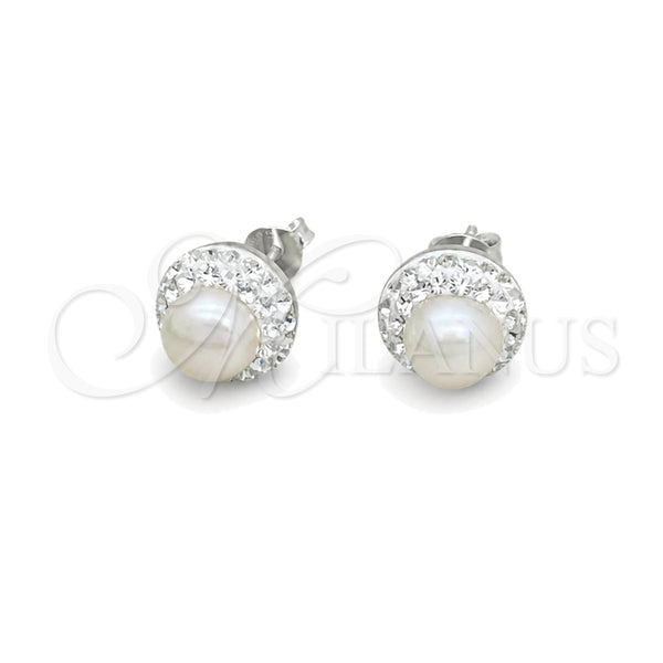 Sterling Silver Stud Earring, with Ivory Pearl, Polished, Silver Finish, 02.399.0062