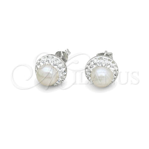 Sterling Silver Stud Earring, with Ivory Pearl, Polished, Silver Finish, 02.399.0062