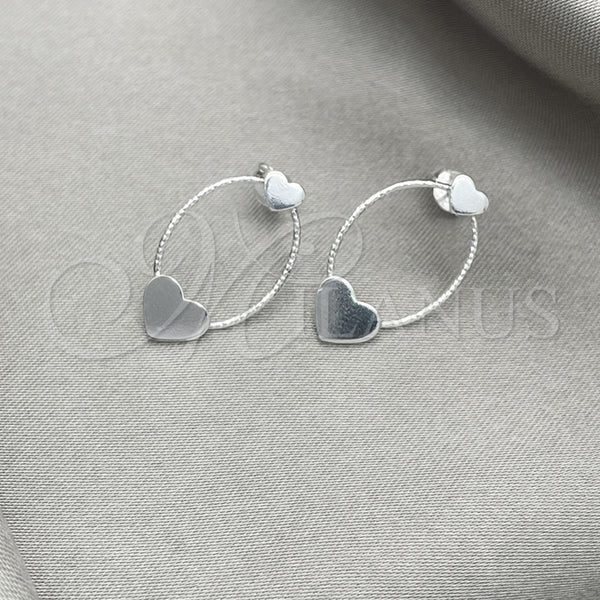 Sterling Silver Ring — Stud Earring Heart Design Diamond Cutting 02. — alternate product view — SKU 151581 | Plata 925 anillo — Stud Earring corazón diseño Diamond Cutting 02. — SKU 151581