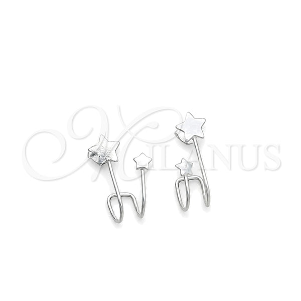 Sterling Silver Stud Earring, Star Design, Polished, Silver Finish, 02.399.0065