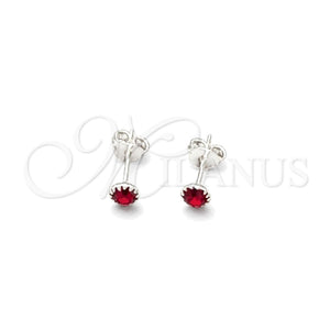 Sterling Silver Stud Earring, with Garnet Cubic Zirconia, Polished, Silver Finish, 02.397.0039.01