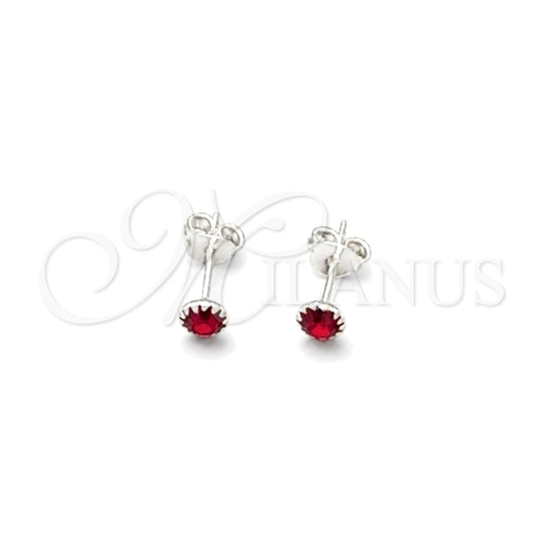 Sterling Silver Stud Earring, with Garnet Cubic Zirconia, Polished, Silver Finish, 02.397.0039.01
