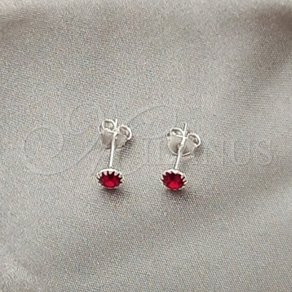 Sterling Silver Stud Earring, with Garnet Cubic Zirconia, Polished, Silver Finish, 02.397.0039.01