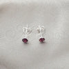 Sterling Silver Stud Earring, with Dark Amethyst Cubic Zirconia, Polished, Silver Finish, 02.397.0039.02