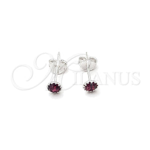 Sterling Silver Stud Earring, with Dark Amethyst Cubic Zirconia, Polished, Silver Finish, 02.397.0039.02