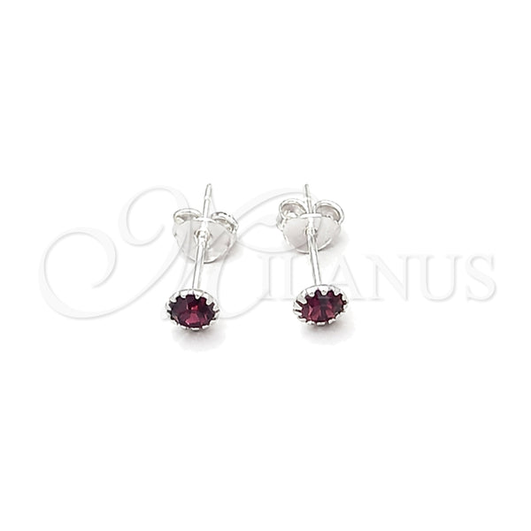 Sterling Silver Ring — Stud Earring with Dark Amethyst Cubic Zirconia Polished — main product view — SKU 151585 | Plata 925 anillo — Stud Earring with Dark Amethyst Cubic Zirconia pulido — SKU 151585