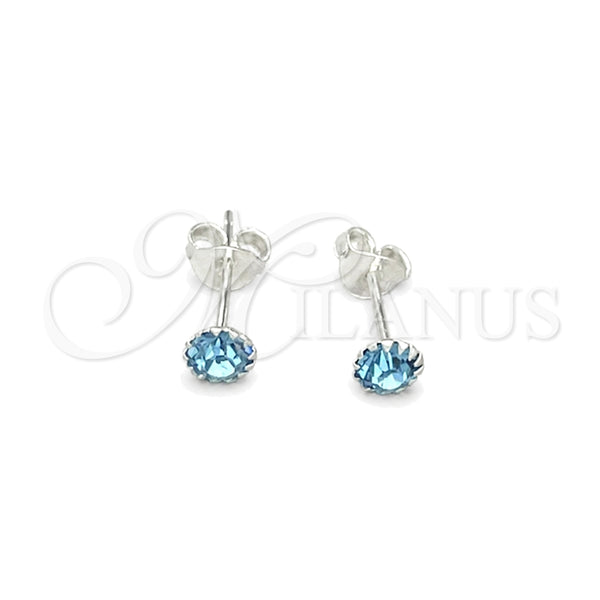 Sterling Silver Stud Earring, with Aquamarine Cubic Zirconia, Polished, Silver Finish, 02.397.0039.03