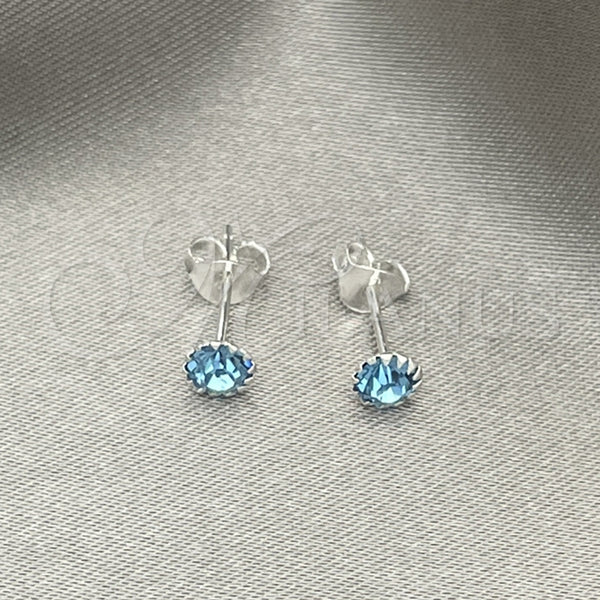 Sterling Silver Ring — Stud Earring with Aquamarine Cubic Zirconia Polished 02. — alternate product view — SKU 151586 | Plata 925 anillo — Stud Earring with Aquamarine Cubic Zirconia pulido 02. — SKU 151586