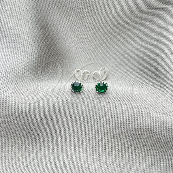 Sterling Silver Ring — Stud Earring with Emerald Cubic Zirconia Polished 02. — alternate product view — SKU 151588 | Plata 925 anillo — Stud Earring with Emerald Cubic Zirconia pulido 02. — SKU 151588