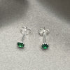 Sterling Silver Stud Earring, with Emerald Cubic Zirconia, Polished, Silver Finish, 02.397.0039.05