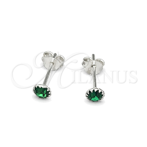 Sterling Silver Stud Earring, with Emerald Cubic Zirconia, Polished, Silver Finish, 02.397.0039.05