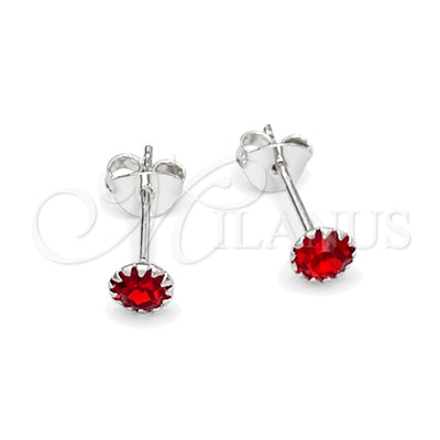 Sterling Silver Stud Earring, with Ruby Cubic Zirconia, Polished, Silver Finish, 02.397.0039.07 for wholesale, main product view
