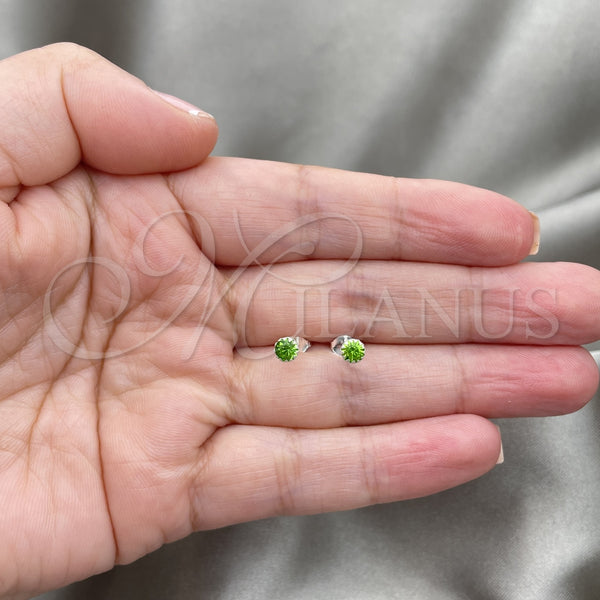 Sterling Silver Ring — Stud Earring with Peridot Cubic Zirconia Polished 02. — alternate product view — SKU 151591 | Plata 925 anillo — Stud Earring with Peridot Cubic Zirconia pulido 02. — SKU 151591