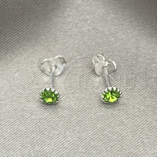 Sterling Silver Ring — Stud Earring with Peridot Cubic Zirconia Polished 02. — main product view — SKU 151591 | Plata 925 anillo — Stud Earring with Peridot Cubic Zirconia pulido 02. — SKU 151591