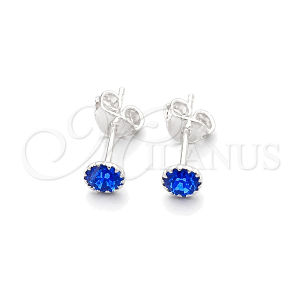 Sterling Silver Stud Earring, with Sapphire Blue Cubic Zirconia, Polished, Silver Finish, 02.397.0039.09