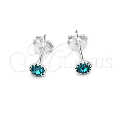 Sterling Silver Stud Earring, with Aqua Blue Cubic Zirconia, Polished, Silver Finish, 02.397.0039.11 for wholesale, main product view