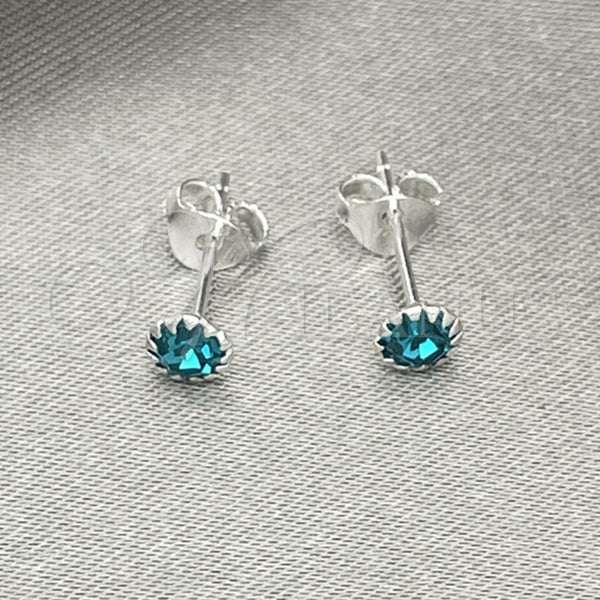 Sterling Silver Ring — Stud Earring with Aqua Blue Cubic Zirconia Polished — main product view — SKU 151594 | Plata 925 anillo — Stud Earring with Aqua Blue Cubic Zirconia pulido — SKU 151594