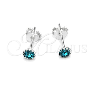 Sterling Silver Ring — Stud Earring with Aqua Blue Cubic Zirconia Polished — main product view — SKU 151594 | Plata 925 anillo — Stud Earring with Aqua Blue Cubic Zirconia pulido — SKU 151594