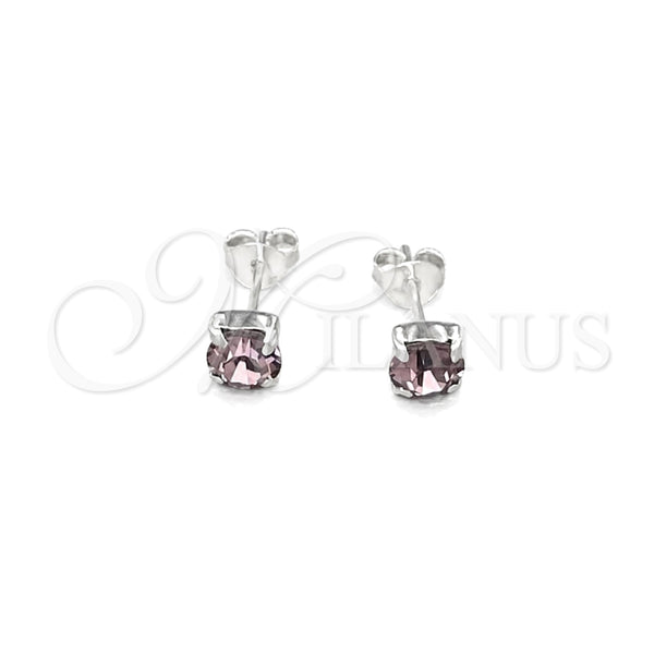 Sterling Silver Stud Earring, with Amethyst Cubic Zirconia, Polished, Silver Finish, 02.397.0040.06