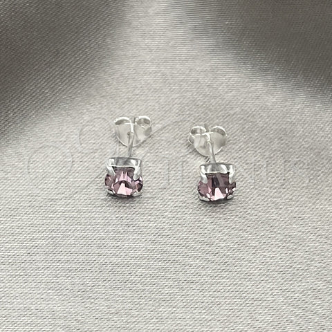 Sterling Silver Stud Earring, with Amethyst Cubic Zirconia, Polished, Silver Finish, 02.397.0040.06