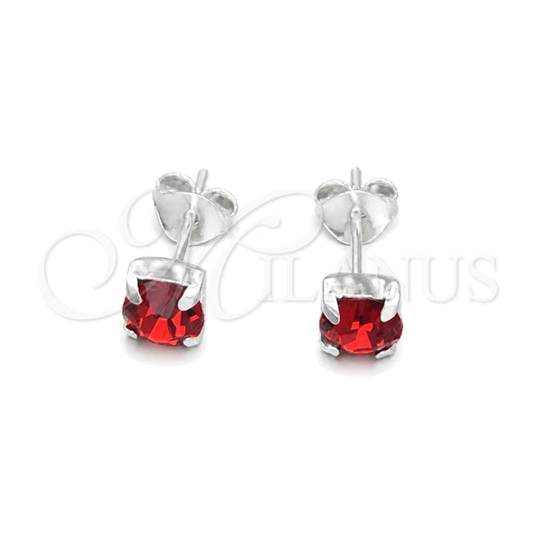 Sterling Silver Stud Earring, with Ruby Cubic Zirconia, Polished, Silver Finish, 02.397.0040.07
