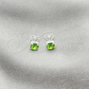 Sterling Silver Stud Earring, with Peridot Cubic Zirconia, Polished, Silver Finish, 02.397.0040.08