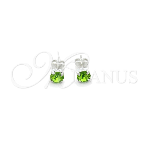 Sterling Silver Stud Earring, with Peridot Cubic Zirconia, Polished, Silver Finish, 02.397.0040.08