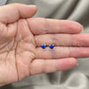 Sterling Silver Stud Earring, with Sapphire Blue Cubic Zirconia, Polished, Silver Finish, 02.397.0040.09