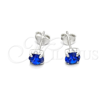 Sterling Silver Stud Earring, with Sapphire Blue Cubic Zirconia, Polished, Silver Finish, 02.397.0040.09 for wholesale, main product view