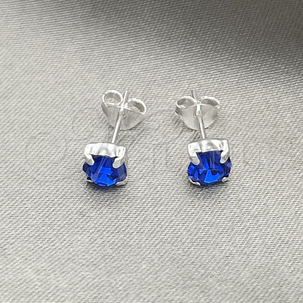 Sterling Silver Ring — Stud Earring with Sapphire Blue Cubic Zirconia Polished — main product view — SKU 151604 | Plata 925 anillo — Stud Earring with Sapphire Blue Cubic Zirconia pulido — SKU 151604