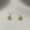 Sterling Silver Stud Earring, with Aqua Blue Cubic Zirconia, Polished, Silver Finish, 02.397.0040.11
