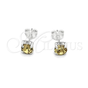 Sterling Silver Stud Earring, with Aqua Blue Cubic Zirconia, Polished, Silver Finish, 02.397.0040.11