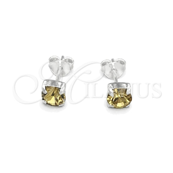 Sterling Silver Stud Earring, with Aqua Blue Cubic Zirconia, Polished, Silver Finish, 02.397.0040.11