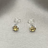 Sterling Silver Stud Earring, with Aqua Blue Cubic Zirconia, Polished, Silver Finish, 02.397.0040.11