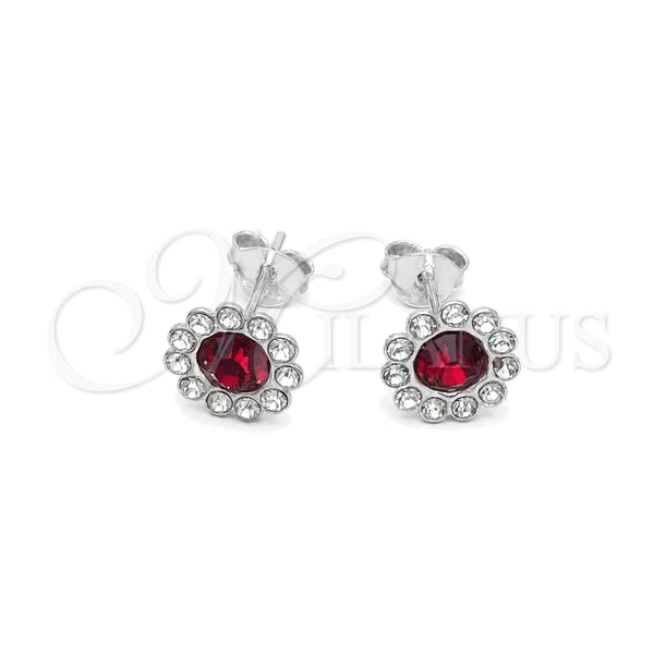 Sterling Silver Ring — Stud Earring with Garnet Cubic Zirconia Polished 02. — main product view — SKU 151608 | Plata 925 anillo — Stud Earring with Garnet Cubic Zirconia pulido 02. — SKU 151608