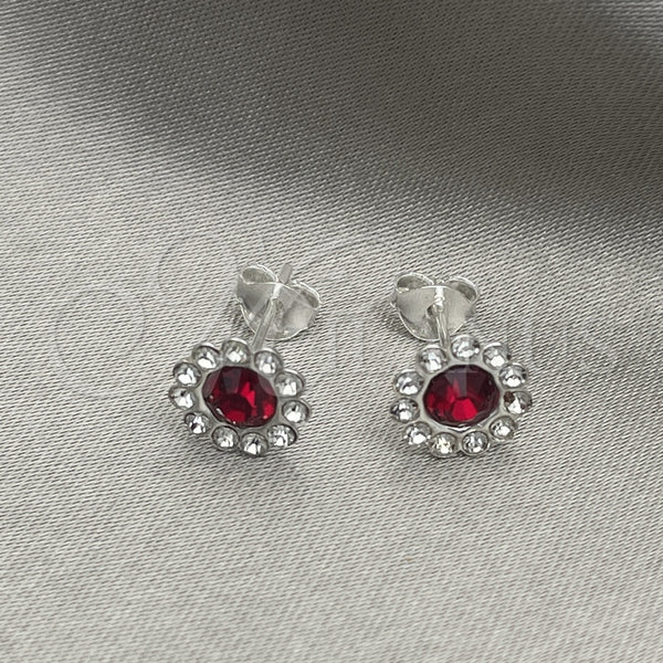 Sterling Silver Ring — Stud Earring with Garnet Cubic Zirconia Polished 02. — main product view — SKU 151608 | Plata 925 anillo — Stud Earring with Garnet Cubic Zirconia pulido 02. — SKU 151608