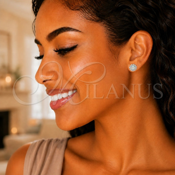 Sterling Silver Ring — Stud Earring with Chrysolite Opal Cubic Zirconia Polished — alternate product view — SKU 151609 | Plata 925 anillo — Stud Earring with Chrysolite Opal Cubic Zirconia pulido — SKU 151609