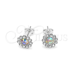 Sterling Silver Stud Earring, with Chrysolite Opal Cubic Zirconia, Polished, Silver Finish, 02.397.0041.02