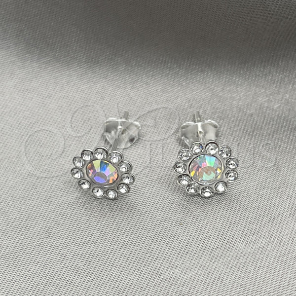 Sterling Silver Stud Earring, with Chrysolite Opal Cubic Zirconia, Polished, Silver Finish, 02.397.0041.02