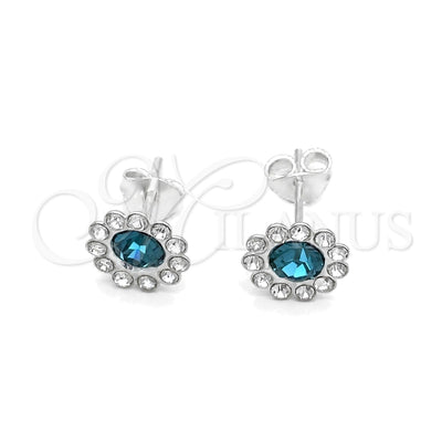 Sterling Silver Stud Earring, with Aquamarine Cubic Zirconia, Polished, Silver Finish, 02.397.0041.03 for wholesale, main product view
