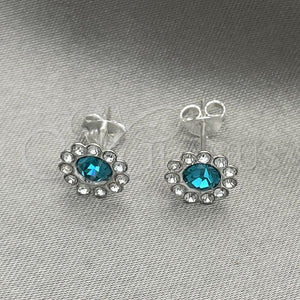 Sterling Silver Ring — Stud Earring with Aquamarine Cubic Zirconia Polished 02. — main product view — SKU 151610 | Plata 925 anillo — Stud Earring with Aquamarine Cubic Zirconia pulido 02. — SKU 151610