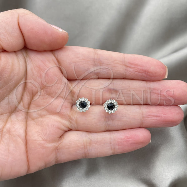 Sterling Silver Ring — Stud Earring with Black Cubic Zirconia Polished 02. — alternate product view — SKU 151611 | Plata 925 anillo — Stud Earring with negro Cubic Zirconia pulido 02. — SKU 151611