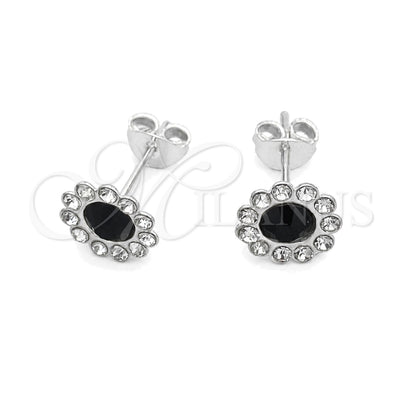 Sterling Silver Stud Earring, with Black Cubic Zirconia, Polished, Silver Finish, 02.397.0041.04 for wholesale, main product view