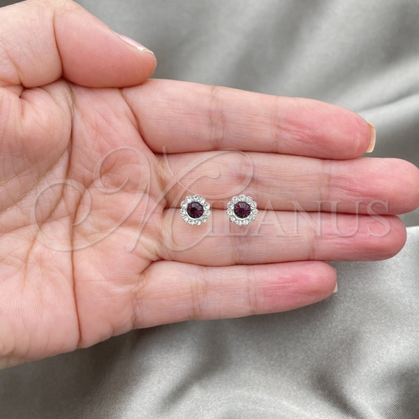 Sterling Silver Ring — Stud Earring with Dark Amethyst Cubic Zirconia Polished — alternate product view — SKU 151612 | Plata 925 anillo — Stud Earring with Dark Amethyst Cubic Zirconia pulido — SKU 151612