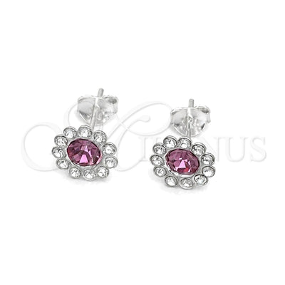 Sterling Silver Stud Earring, with Rose Cubic Zirconia, Polished, Silver Finish, 02.397.0041.06 for wholesale, main product view